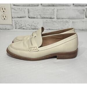 Madewell The Elinor Loafer In Vintage Canvas Womens 8 Ivory Leather Old Money